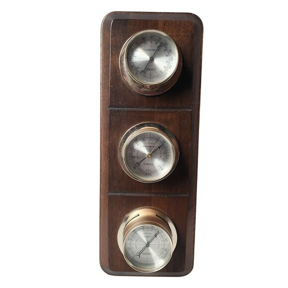 Springfield Barometer Thermometer Humidity Meter Wall Weather Station Wood Mount - Picture 1 of 9